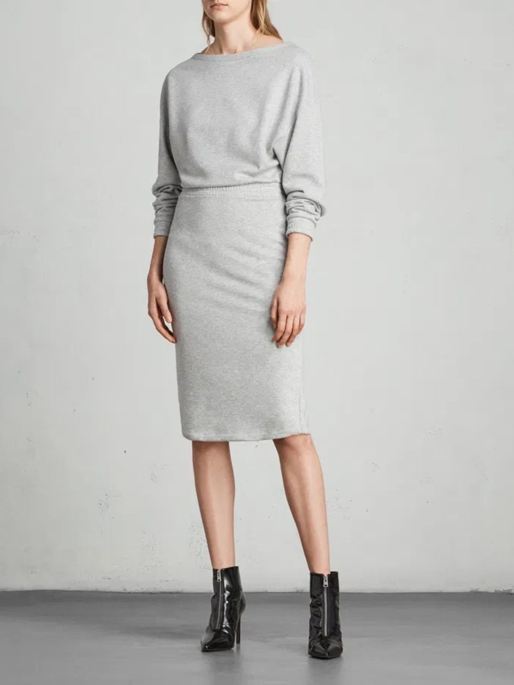 All Saints Light Gray Crewneck Sweater - Minimal Knit